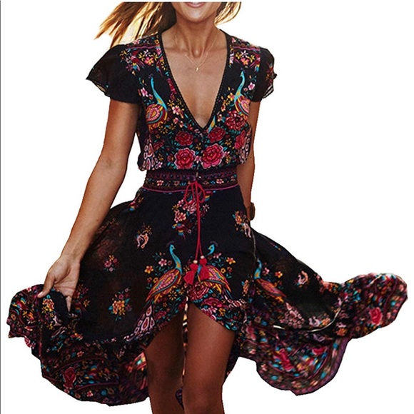 Dresses & Skirts - Boho chic colorful spring summer Capri dress S